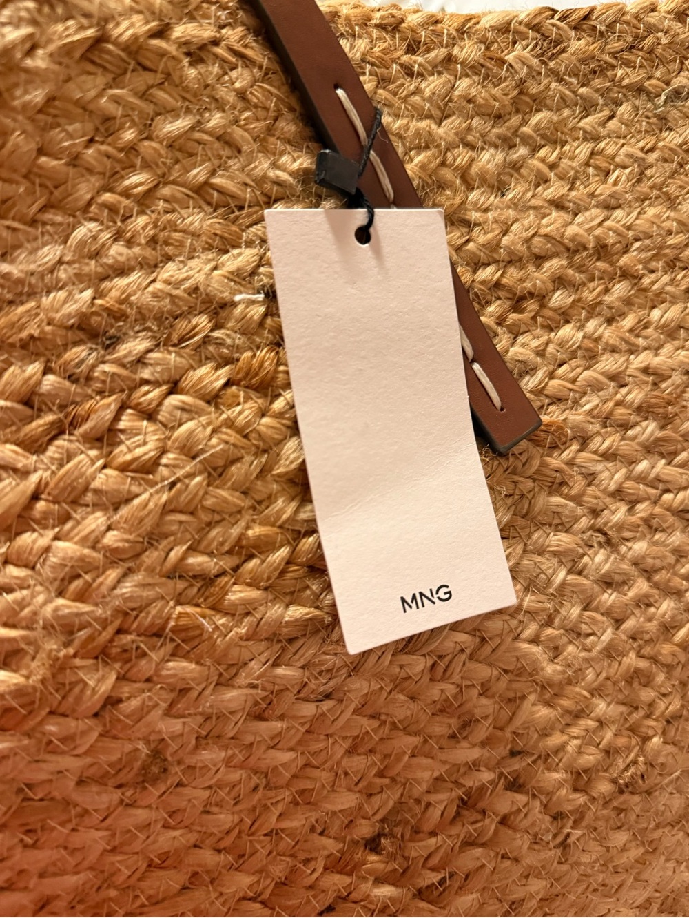 Mango Natural Straw Tote with Brown Leather Handles - Picture 5 of 6